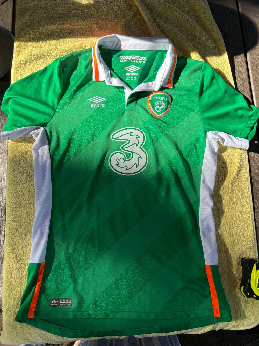 Umbro Green Ireland Umbro Soccer Jersey with White & Orange Accents